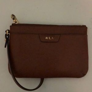 Ralph Lauren tan leather wristlet